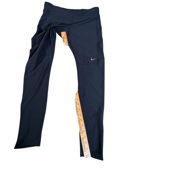 Nike Dri-FIT Running Pants Medium Black Zip Hem Reflective Logo Pockets - Picture 3 of 13